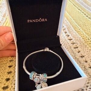 Pandora Silver and Blue Charm Bracelet